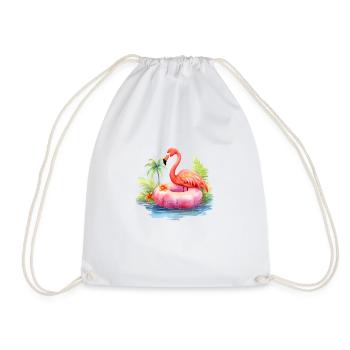 Flamant rose en été - Sac de sport léger - blanc - Devant