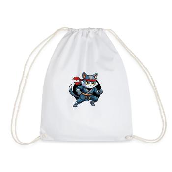 Ninja Katze - Turnbeutel - Weiß - Vorne