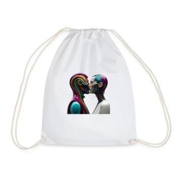 surreal kissing. love is everywhere - Drawstring Bag - white - Front