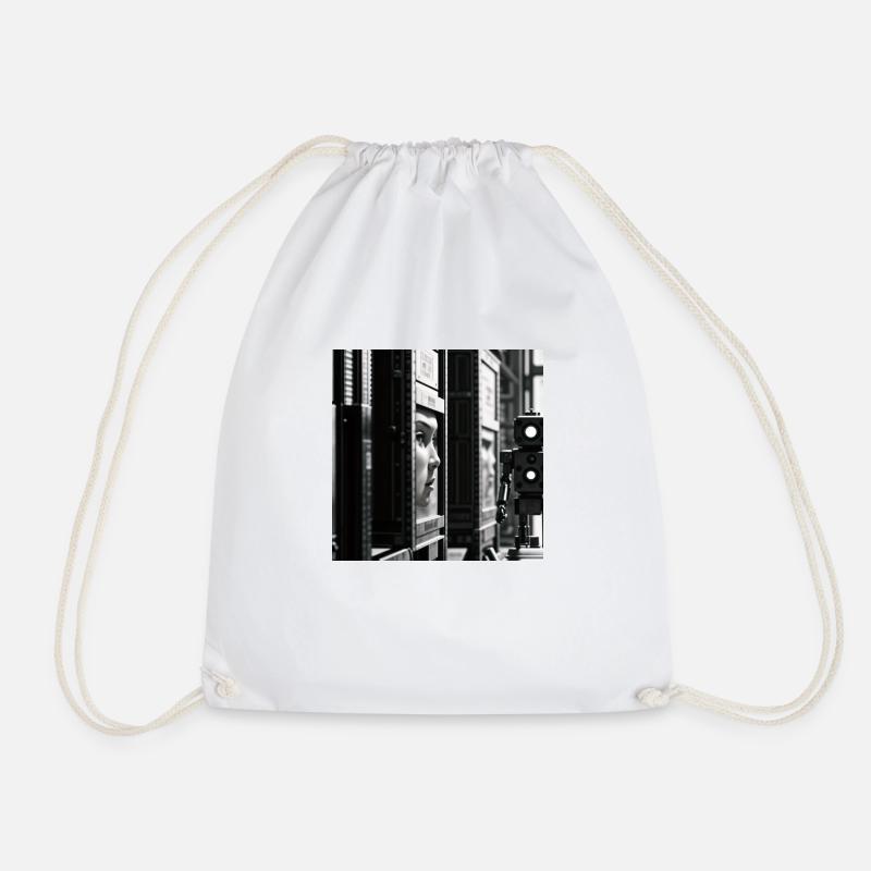 Robot 1 - Drawstring Bag - white