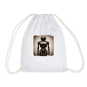 Sepia Acid Color Robot - Drawstring Bag - white - Front