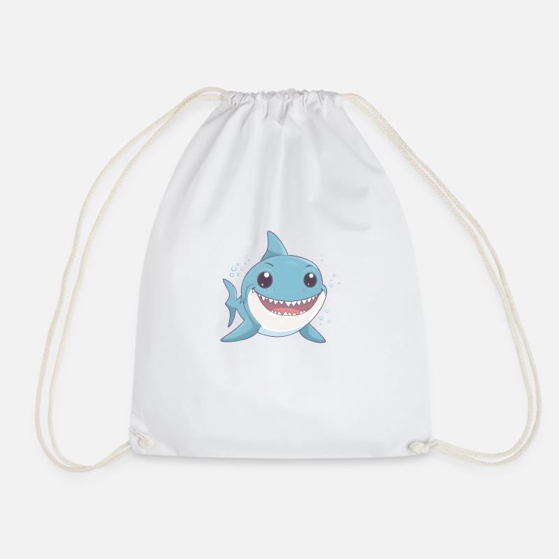 Little Childish Shark - Drawstring Bag - white