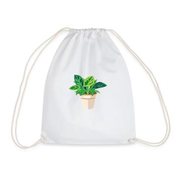 Plant Green Potted Plant Leaves - Drawstring Bag - white - Front