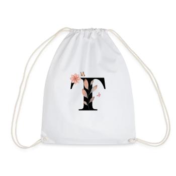 Letter t wildflowers watercolors - Drawstring Bag - white - Front