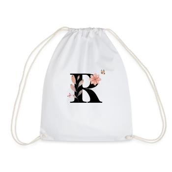 Letter r wildflowers watercolors - Drawstring Bag - white - Front