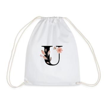 Letter u Wildflowers Watercolors - Drawstring Bag - white - Front