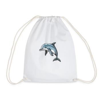 Lifelike dolphin in the wild - Drawstring Bag - white - Front