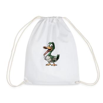 Cheerful duck with big smile - Drawstring Bag - white - Front
