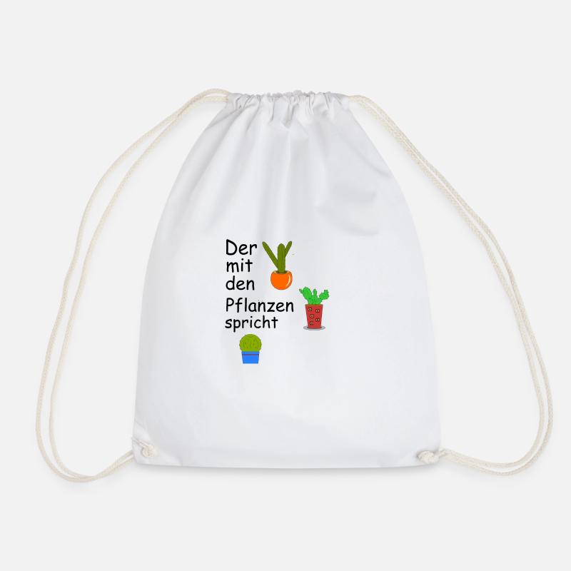 Who talks to the plants - Drawstring Bag - white