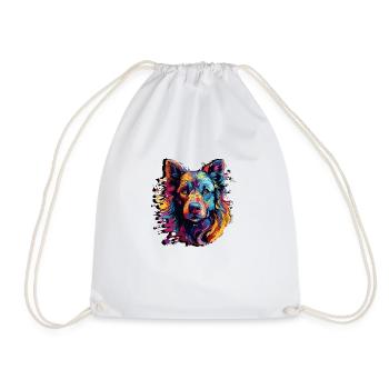 Abstrakte Hundekunst - Einzigartiges Design für T-Shirts - Turnbeutel - Weiß - Vorne