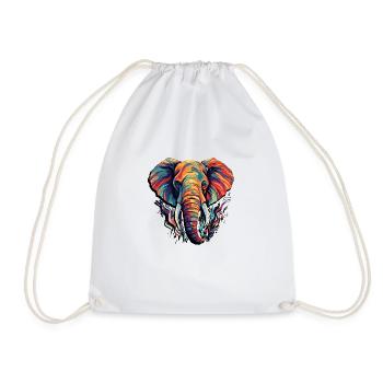 Abstrakter Elefant - Modernes und geometrisches Design - Turnbeutel - Weiß - Vorne