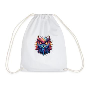 Owl Abstract Design - Drawstring Bag - white - Front
