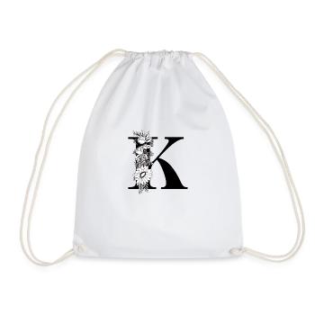 Lettre k floral noir et blanc - Sac de sport léger - blanc - Devant