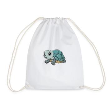 Cute baby turtle with big eyes - Drawstring Bag - white - Front