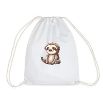 Cute Smiling Sloth Cartoon - Drawstring Bag - white - Front