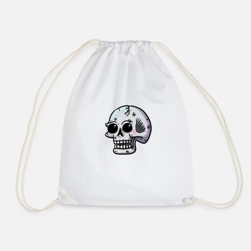 skull - Drawstring Bag - white