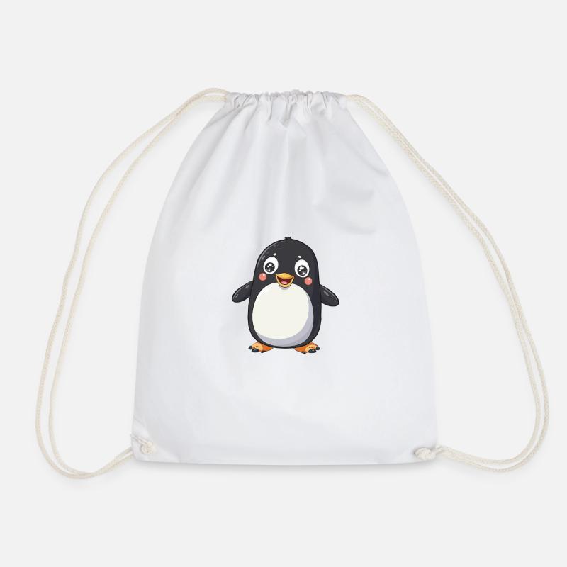 Süßer Pinguin Mit Großen Augen - Turnbeutel - Weiß
