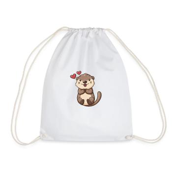 Loutre mignonne avec des coeurs - Sac de sport léger - blanc - Devant