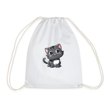 Chaton Gris Mignon Grands Yeux - Sac de sport léger - blanc - Devant