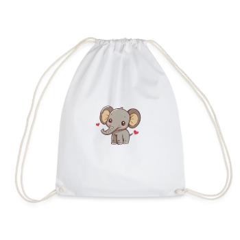 Cute elephant with hearts - Drawstring Bag - white - Front