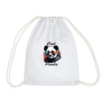 Panda / Animal / Zoo / Bamboo / Wild / Childlike - Drawstring Bag - white - Front