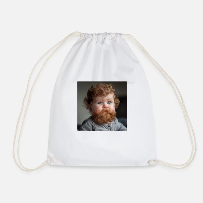 Baby mit Bart - Turnbeutel - Weiß