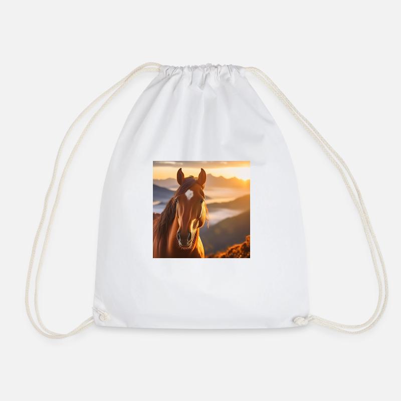Horse Art - Drawstring Bag - white