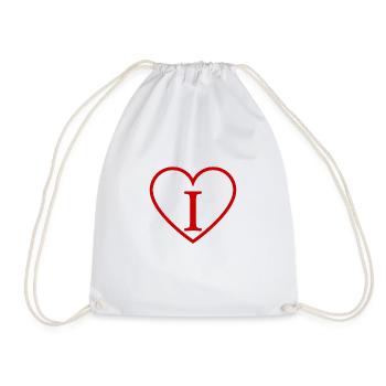 Lettre i cœur rouge - Sac de sport léger - blanc - Devant