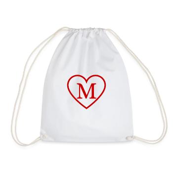 Lettre m cœur rouge - Sac de sport léger - blanc - Devant
