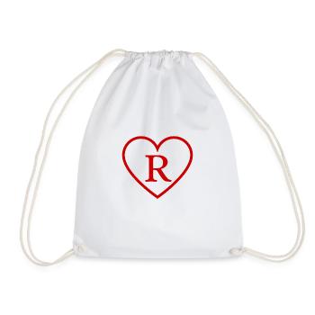 Letter r red heart - Drawstring Bag - white - Front
