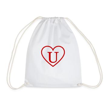 Letter u red heart - Drawstring Bag - white - Front