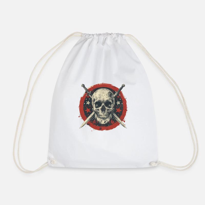Skull Swords Skull - Drawstring Bag - white
