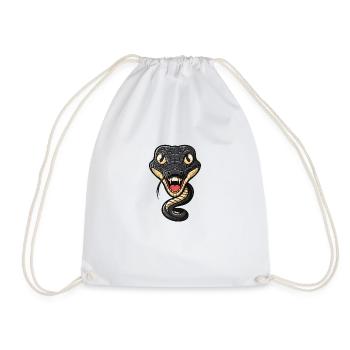Stylish snake with open mouth - Drawstring Bag - white - Front