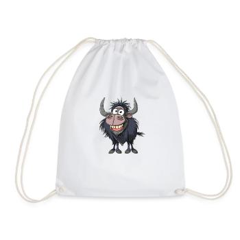 Cheerful yak with big horns - Drawstring Bag - white - Front