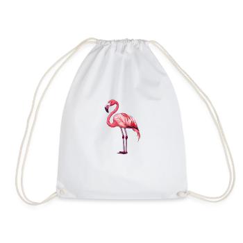Elegant Pink Flamingo Standing - Drawstring Bag - white - Front