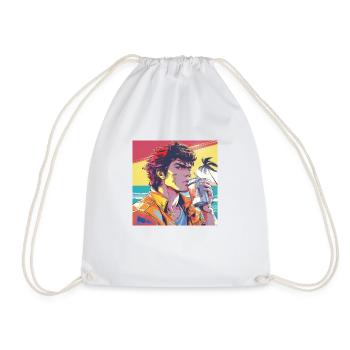Années 80 Anime Guy Calmant Impression de mode de haute qualité - Sac de sport léger - blanc - Devant