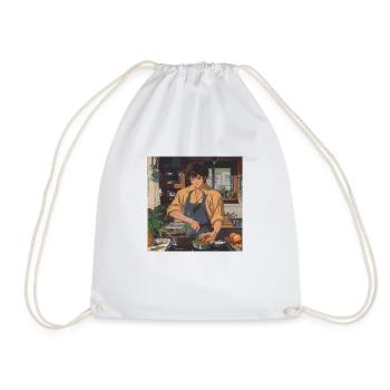 Années 80 Anime Guy Calmant Impression de mode de haute qualité - Sac de sport léger - blanc - Devant