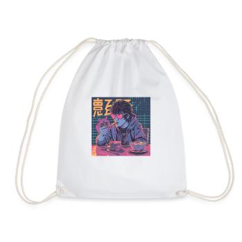 Années 80 Anime Guy Calmant Impression de mode de haute qualité - Sac de sport léger - blanc - Devant