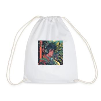 Plantlover d’anime des années 80 écoutant de la musique imprimer - Sac de sport léger - blanc - Devant