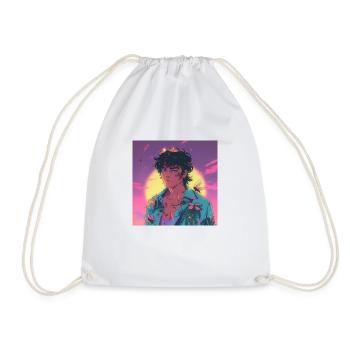 Années 80 Anime Guy Calmant Impression de mode de haute qualité - Sac de sport léger - blanc - Devant