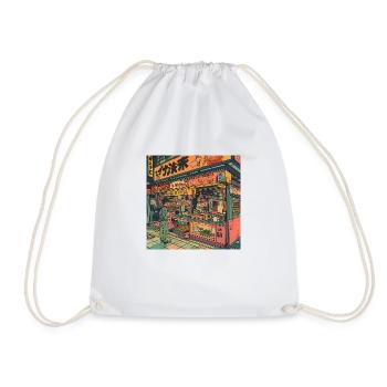 80s anime teen calming high quality fashion print - Drawstring Bag - white - Front