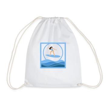 Surfeuse brune au dessus des vagues - Sac de sport léger - blanc - Devant