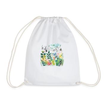 Plantes et musique - Impression de mode de haute qualité - Sac de sport léger - blanc - Devant