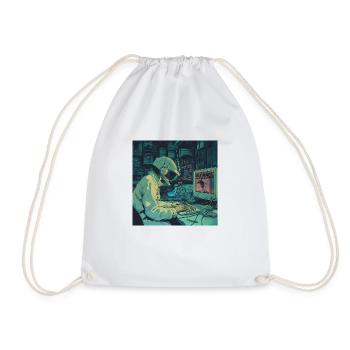 80s anime teen calming high quality fashion print - Drawstring Bag - white - Front