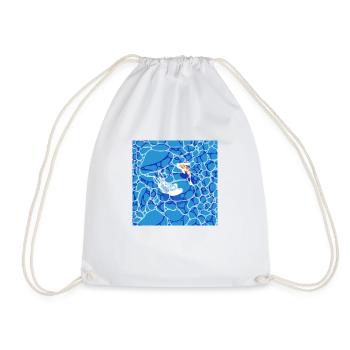 Fisch und Plastiktüte - fish and grocery bag - Drawstring Bag - white - Front