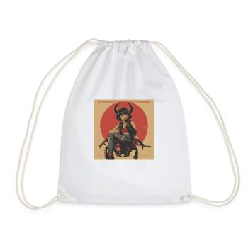 80s anime teen calming high quality fashion print - Drawstring Bag - white - Front