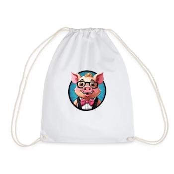 Funny Pig Comic - Drawstring Bag - white - Front