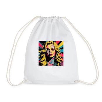 Beautiful woman in pop art style - Drawstring Bag - white - Front