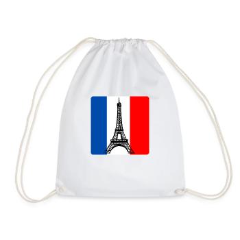 Eiffel Tower Paris France French flag - Drawstring Bag - white - Front