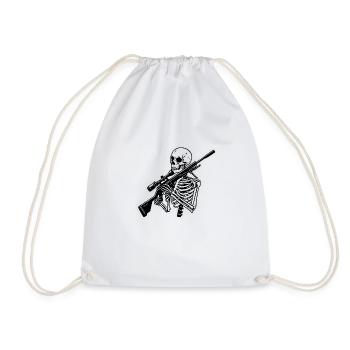 skeleton with sniper rifle - Drawstring Bag - white - Front
